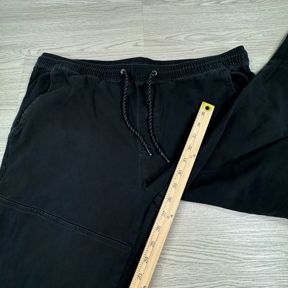 Tony Hawk Mens Jogger Pants Black Large Elastic Drawstring Waist Zipper Pockets‎